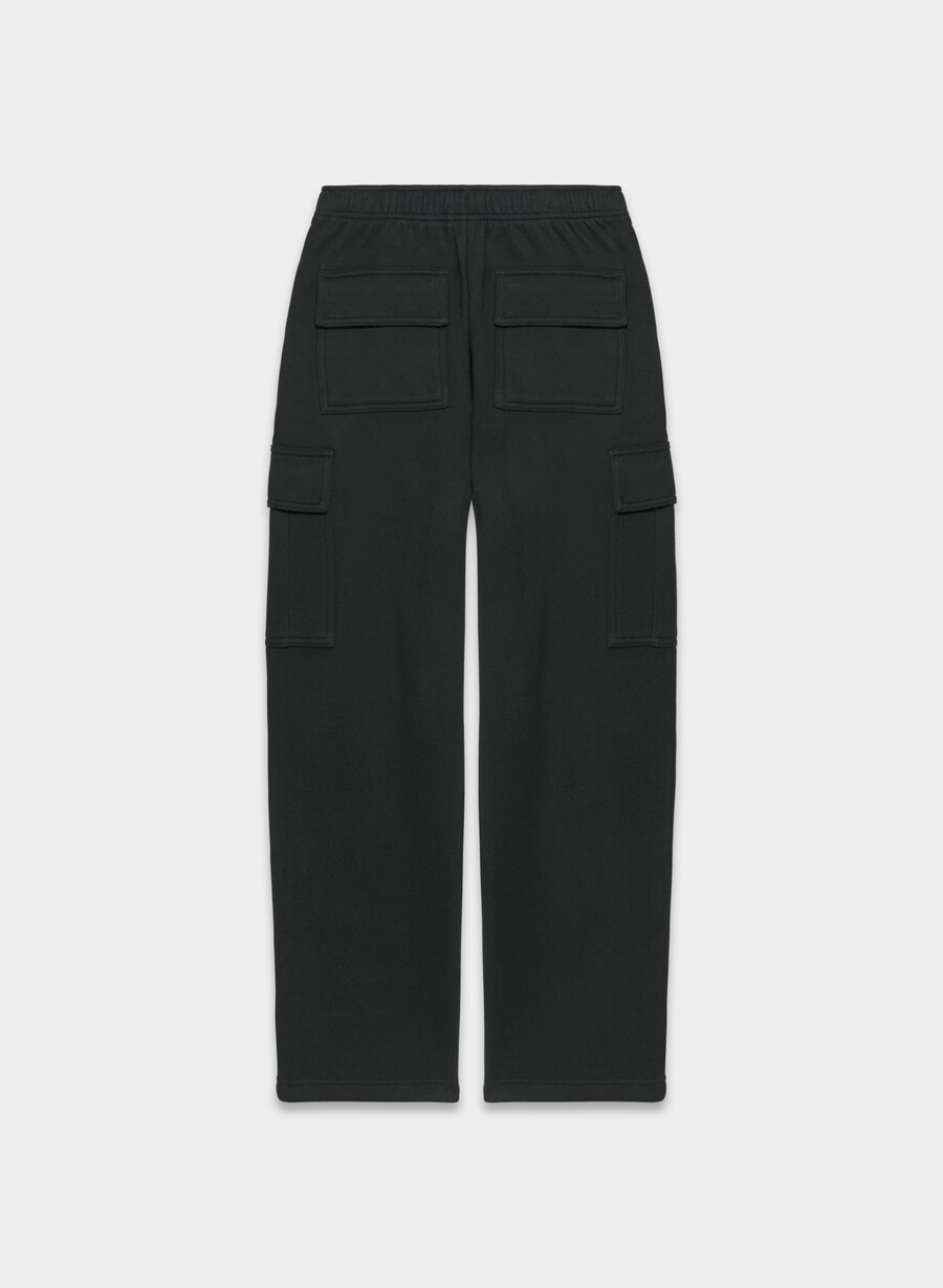 mysiga sweatfleece mega cargo träningsbyxor svart