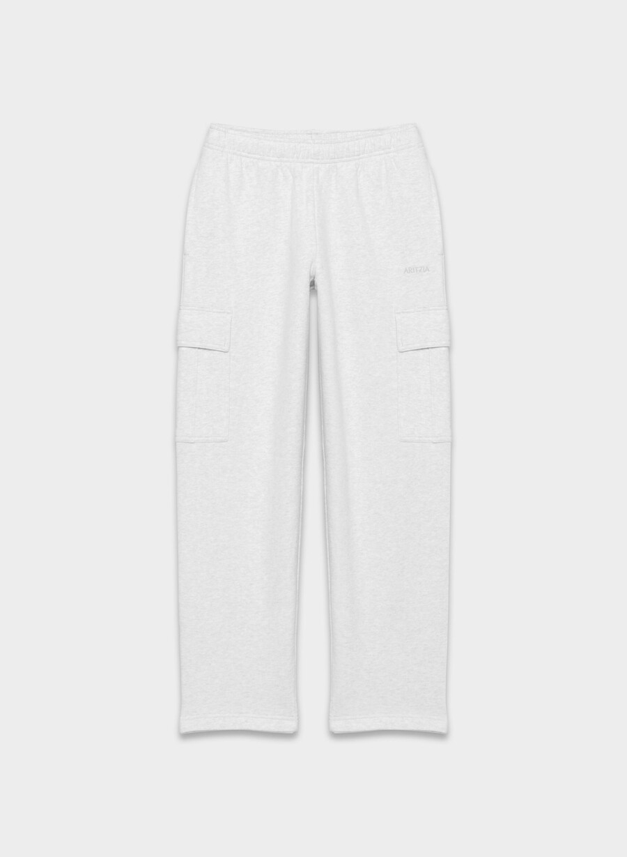 mysig sweatfleece mega cargo träningsbyxa i meljord molnvit