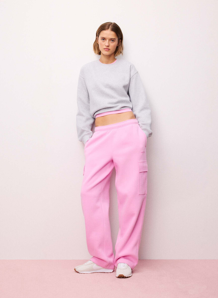 mysig fleece mega cargo mjukisbyxa morganite rosa