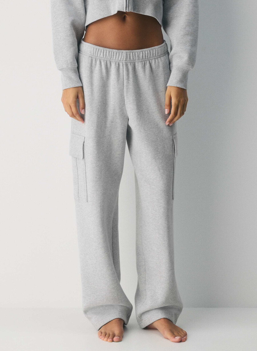 mysig sweatfleece mega cargo träningsbyxa ljungkrom