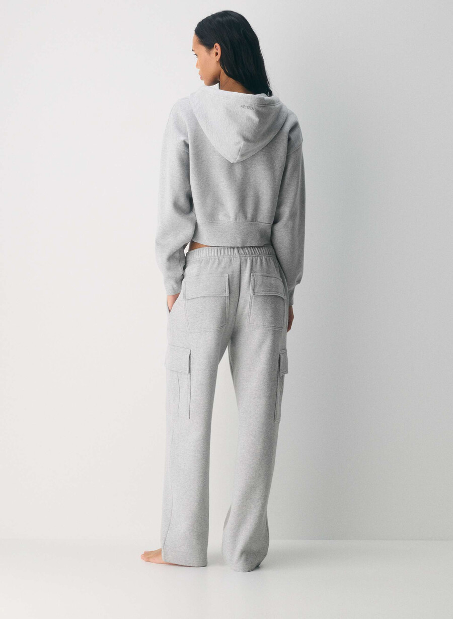 mysig sweatfleece mega cargo träningsbyxa ljungkrom