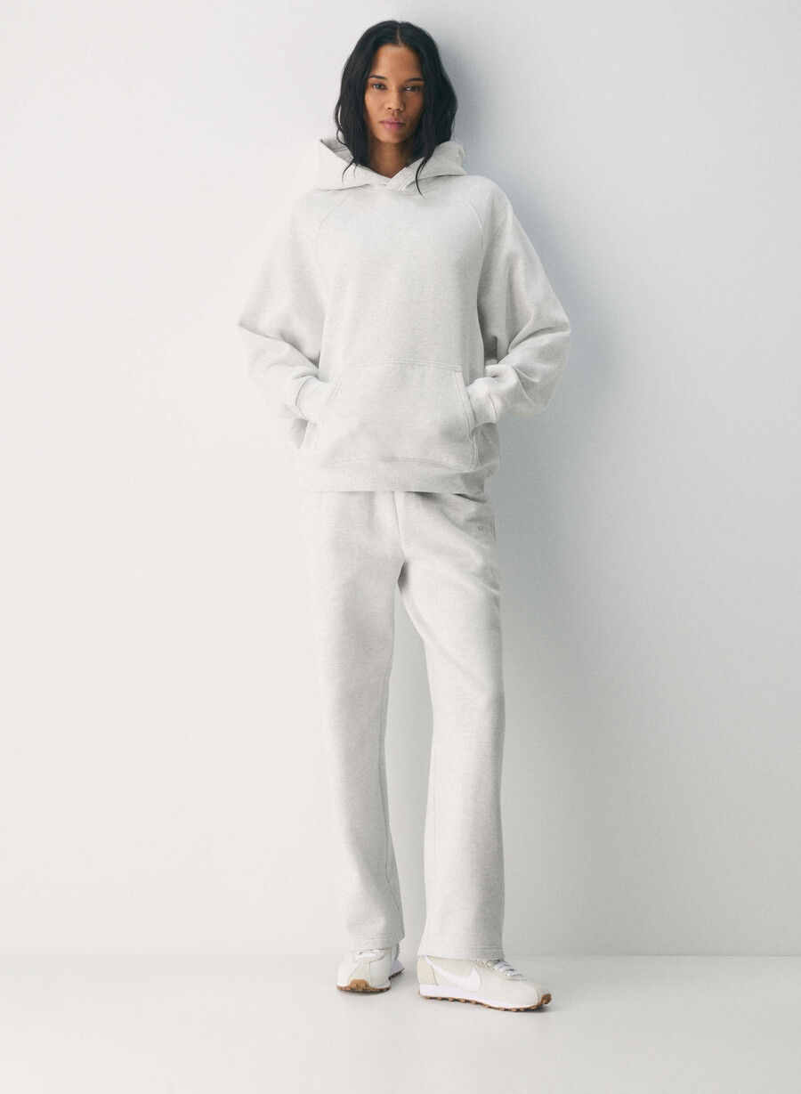 mysig fleece mega raglan hoodie i vit ljungfärg