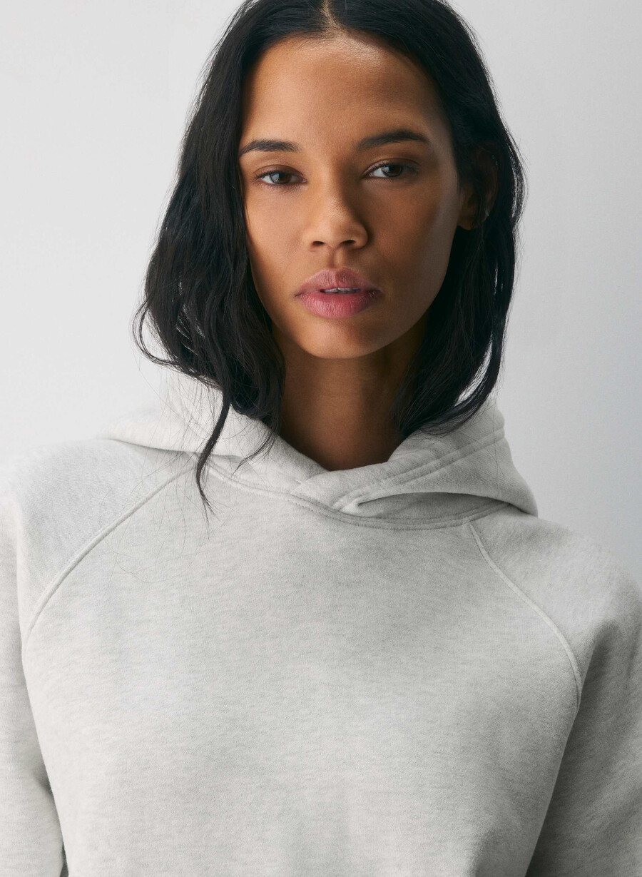 mysig fleece mega raglan hoodie i vit ljungfärg