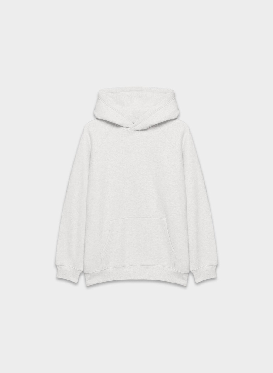 mysig fleece mega raglan hoodie i vit ljungfärg