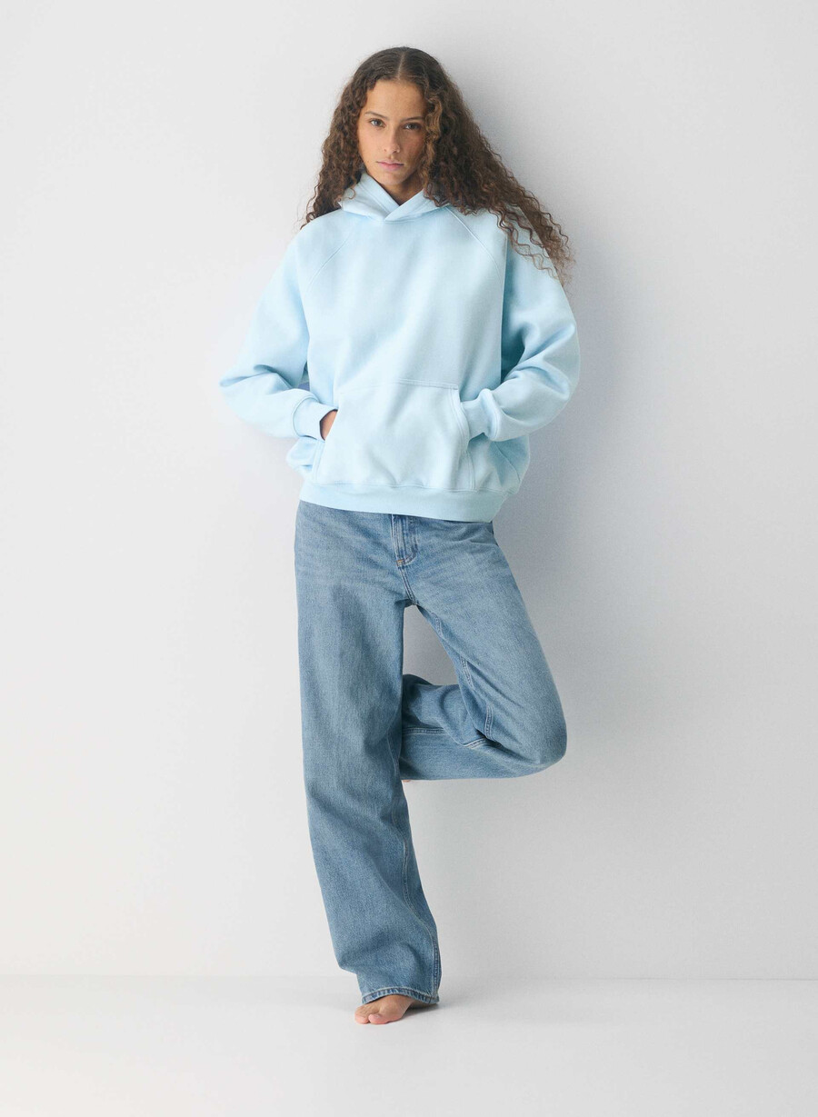 mysig fleece mega raglan-huvtröja villa blÅ