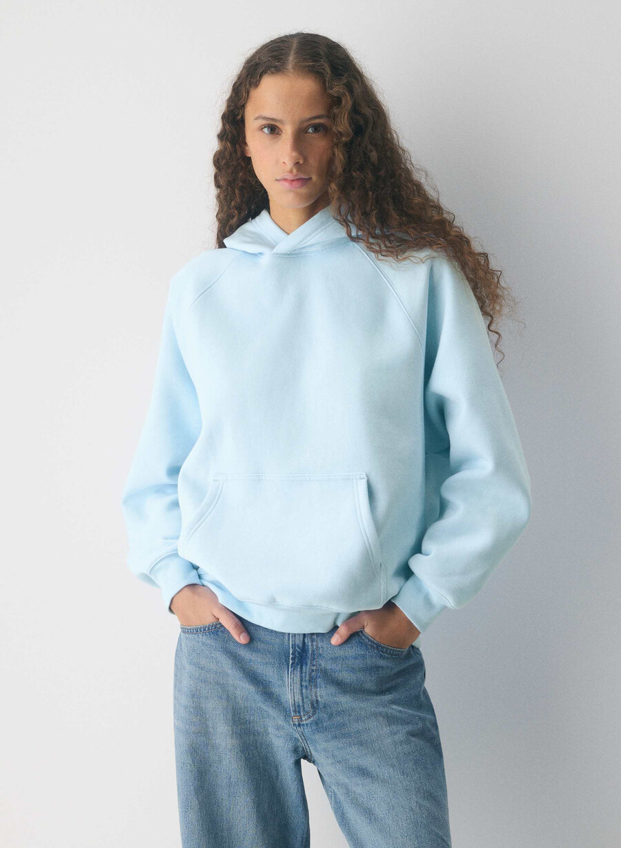 mysig fleece mega raglan-huvtröja villa blÅ