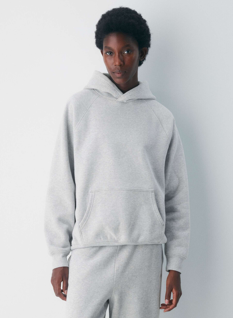 mysig fleece mega raglan-huvtröja i krom med ljung