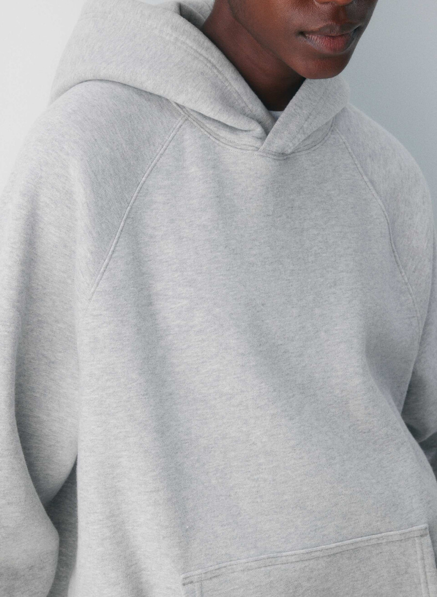 mysig fleece mega raglan-huvtröja i krom med ljung