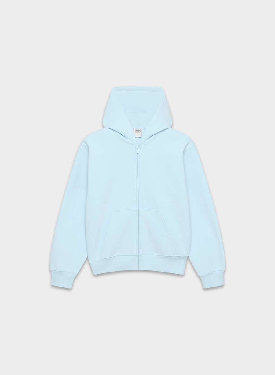 mysig fleece-huvtröja med dragkedja i villa blÅ