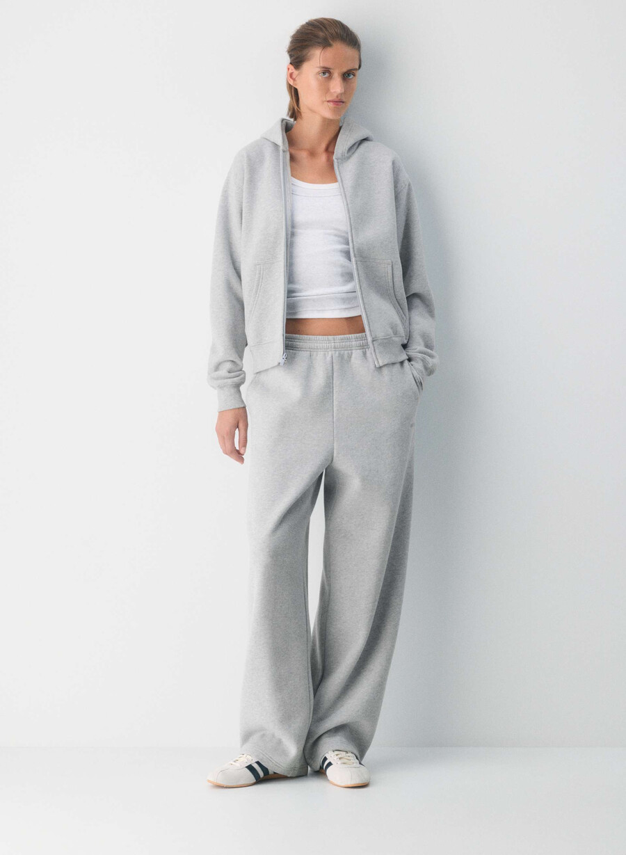 mysig fleece-huvtröja med dragkedja ljuvig krom