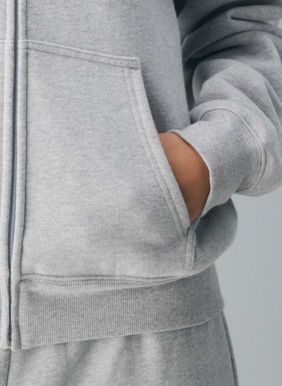 mysig fleece-huvtröja med dragkedja ljuvig krom