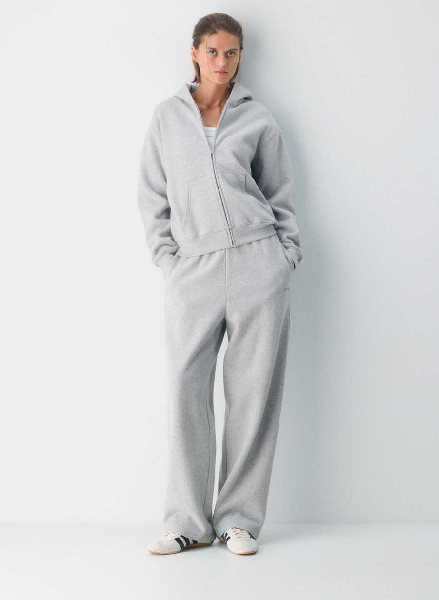 mysig fleece-huvtröja med dragkedja ljuvig krom