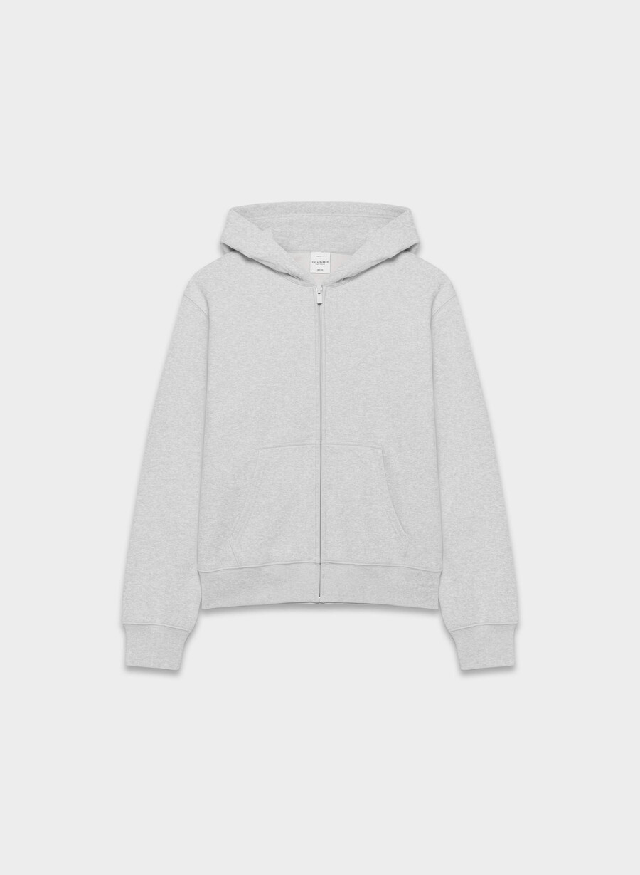 mysig fleece-huvtröja med dragkedja ljuvig krom
