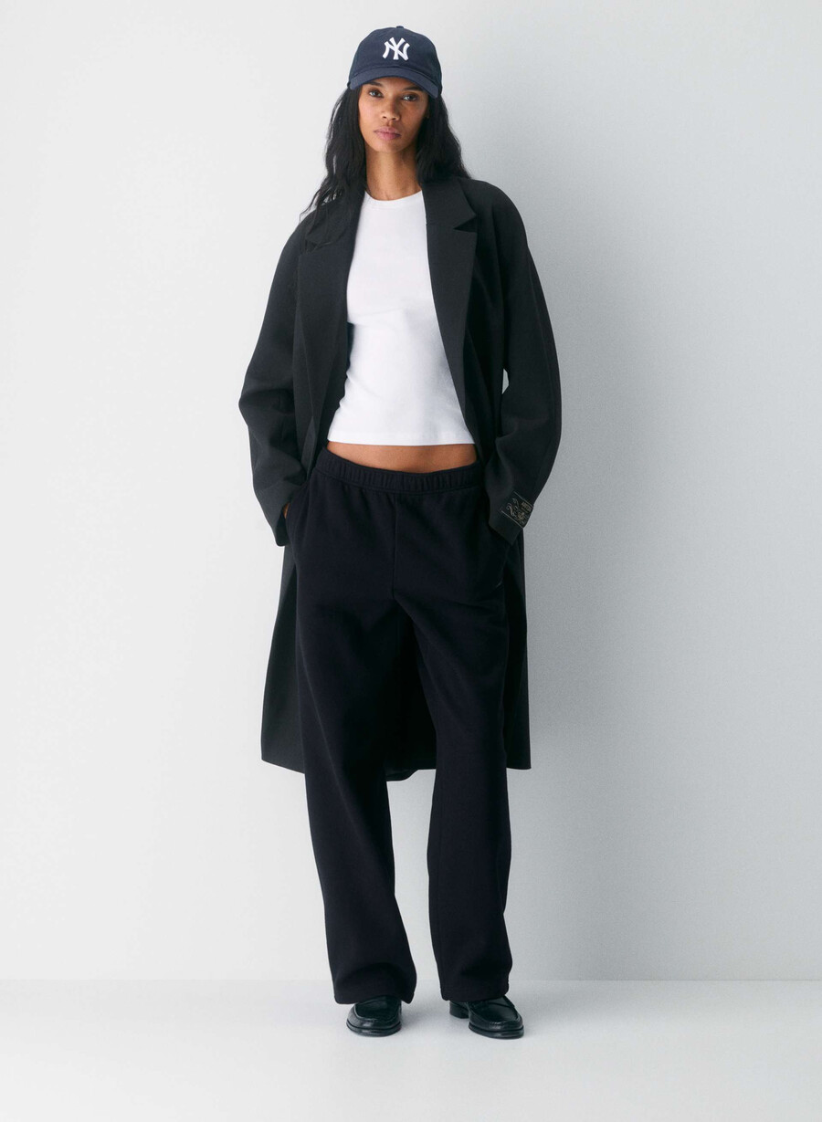 mysiga sweatfleece mega straight träningsbyxor svart
