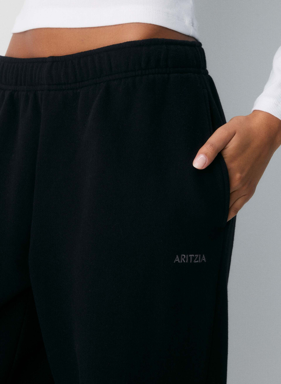 mysiga sweatfleece mega straight träningsbyxor svart
