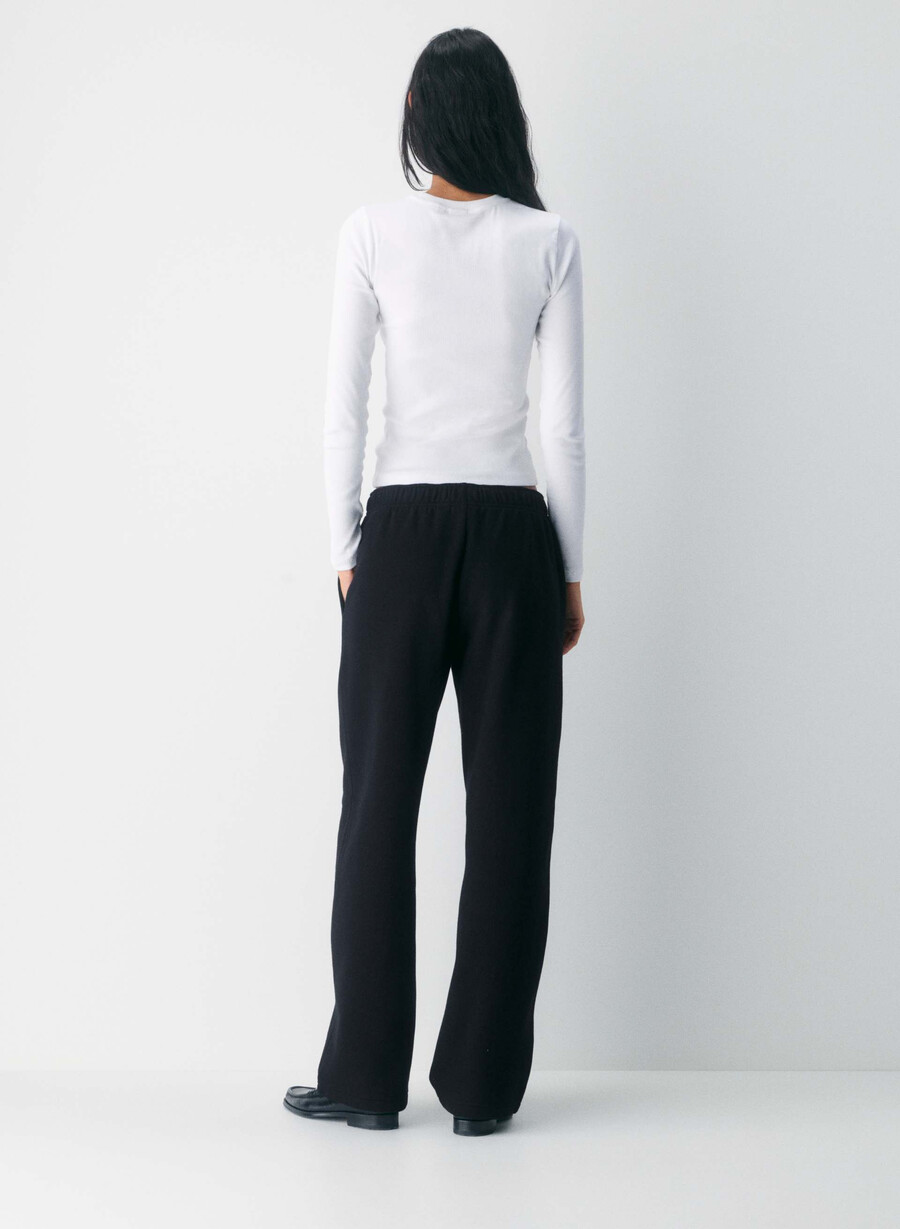 mysiga sweatfleece mega straight träningsbyxor svart
