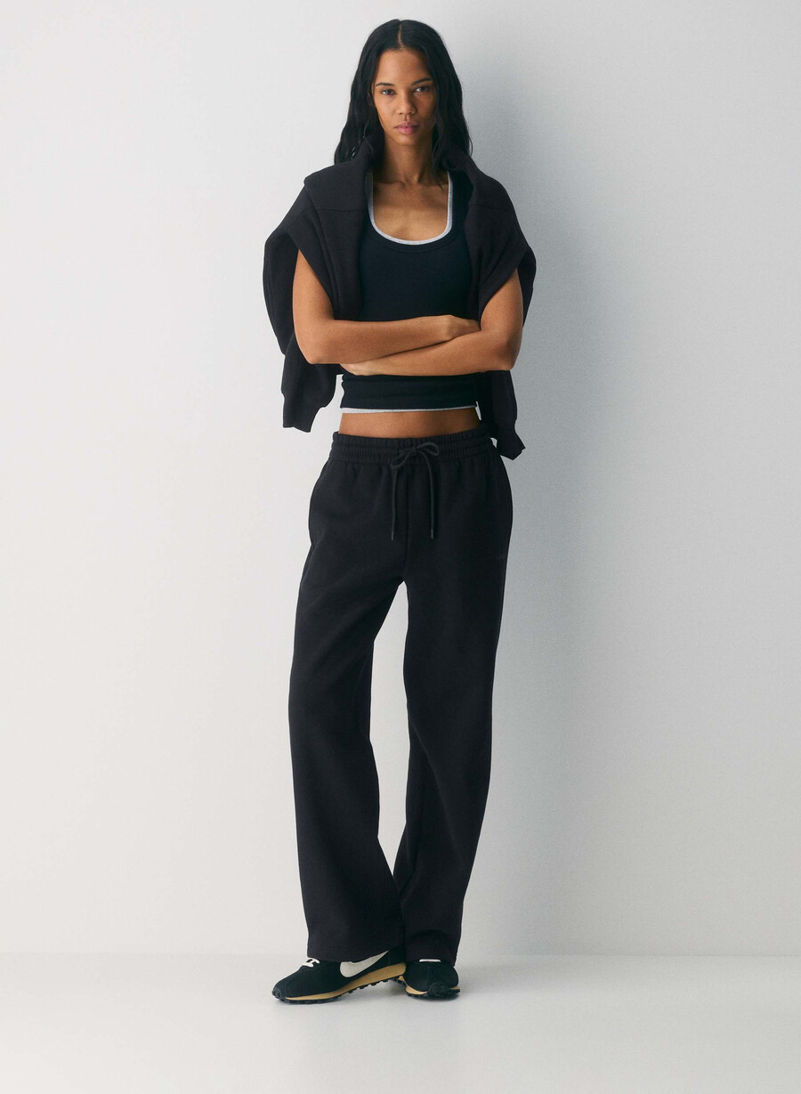 mysiga sweatfleece boyfriend wide sweatpants svart