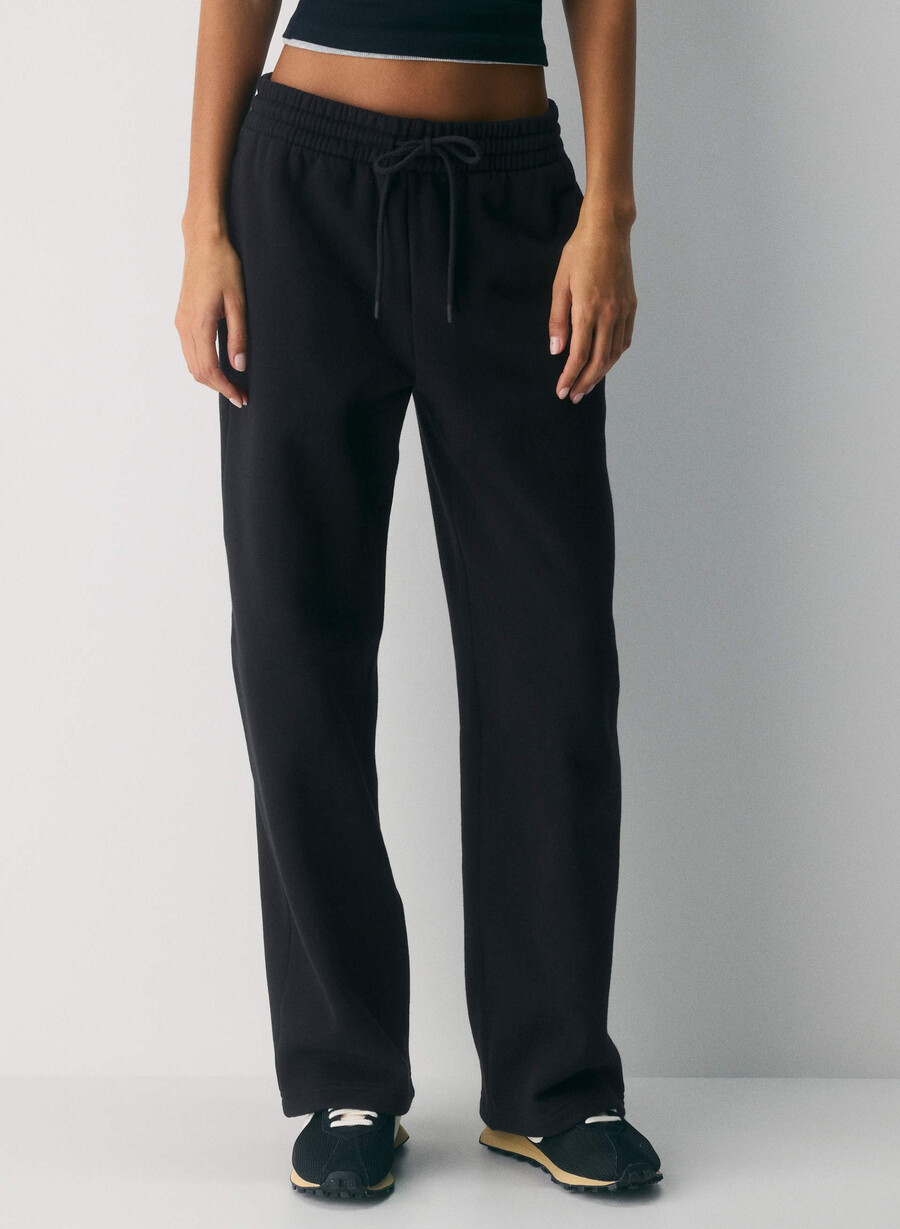 mysiga sweatfleece boyfriend wide sweatpants svart