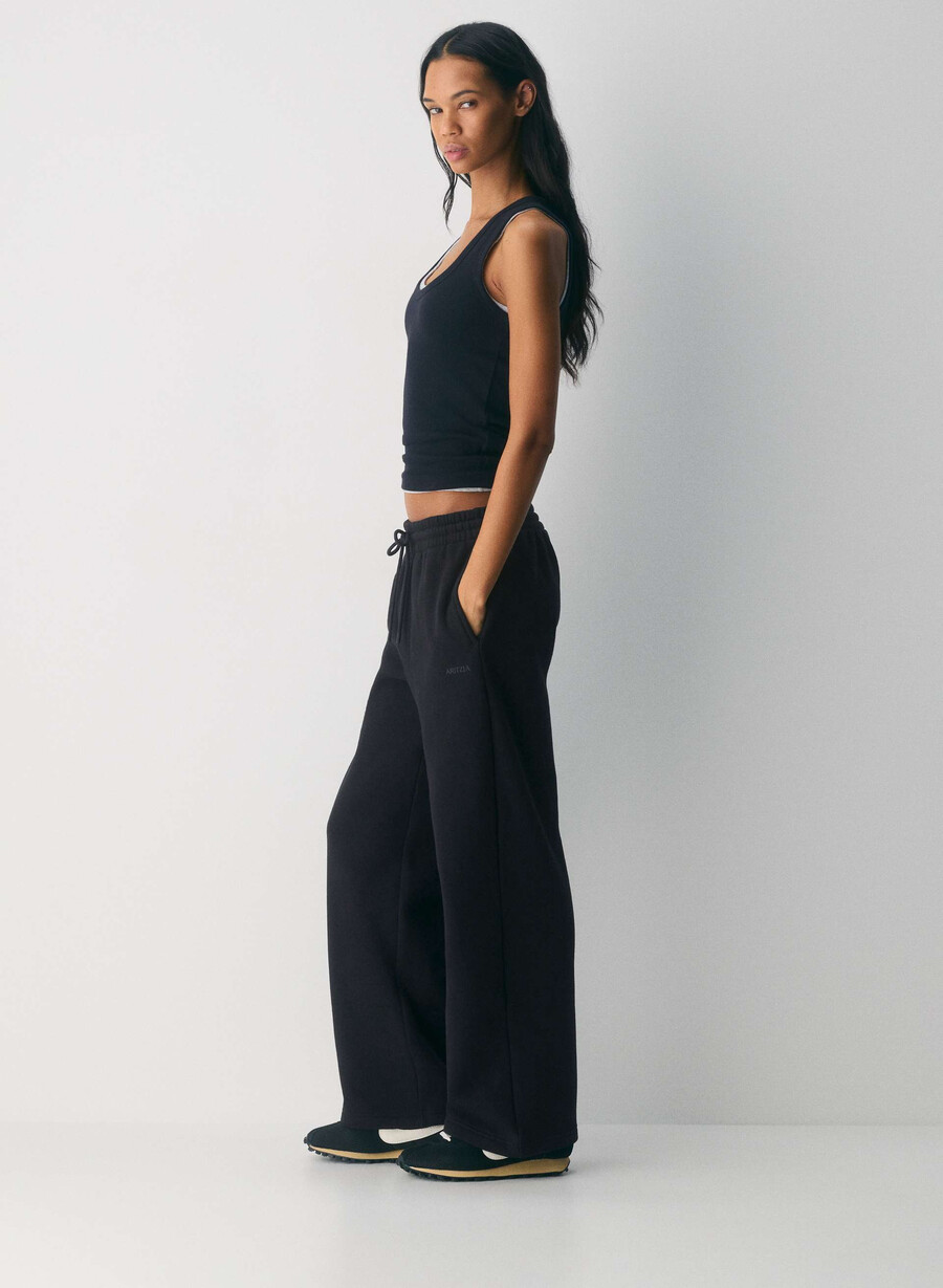 mysiga sweatfleece boyfriend wide sweatpants svart