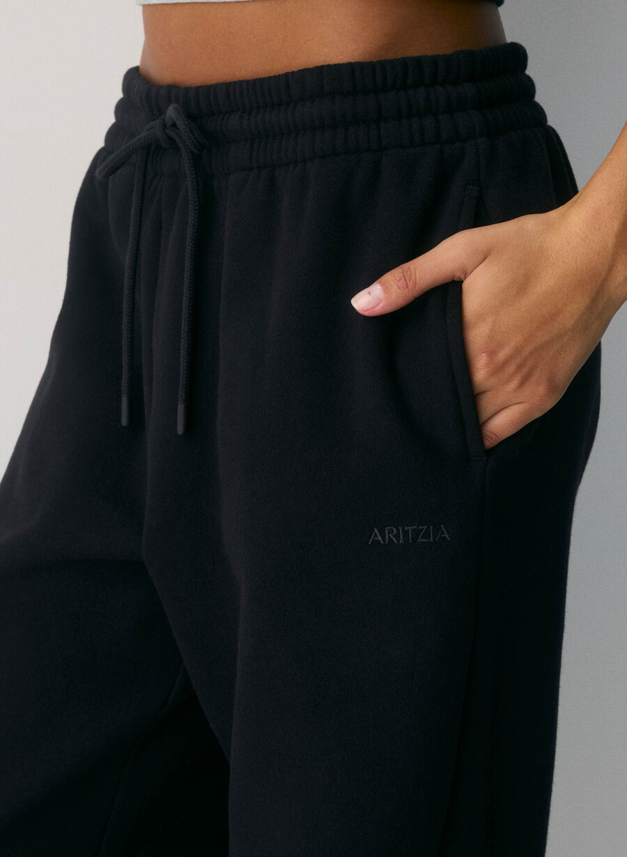 mysiga sweatfleece boyfriend wide sweatpants svart