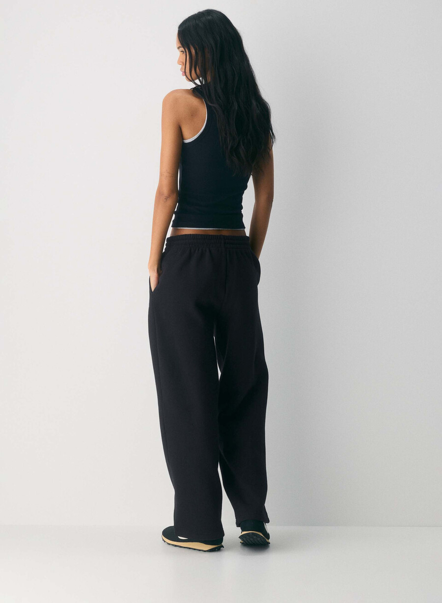 mysiga sweatfleece boyfriend wide sweatpants svart