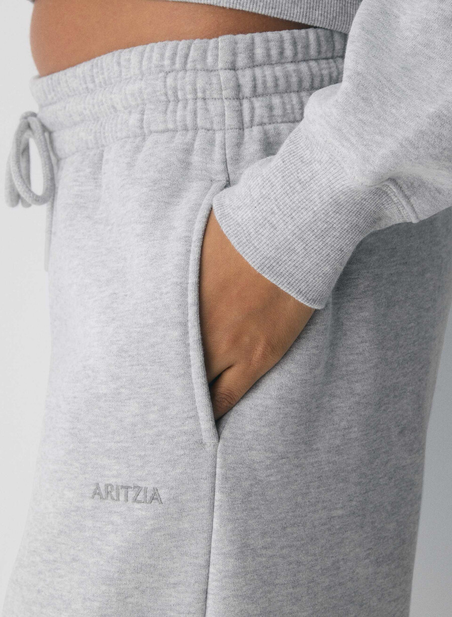 mysig fleece-byxa med pojkvänsmönster breda kromfärgade