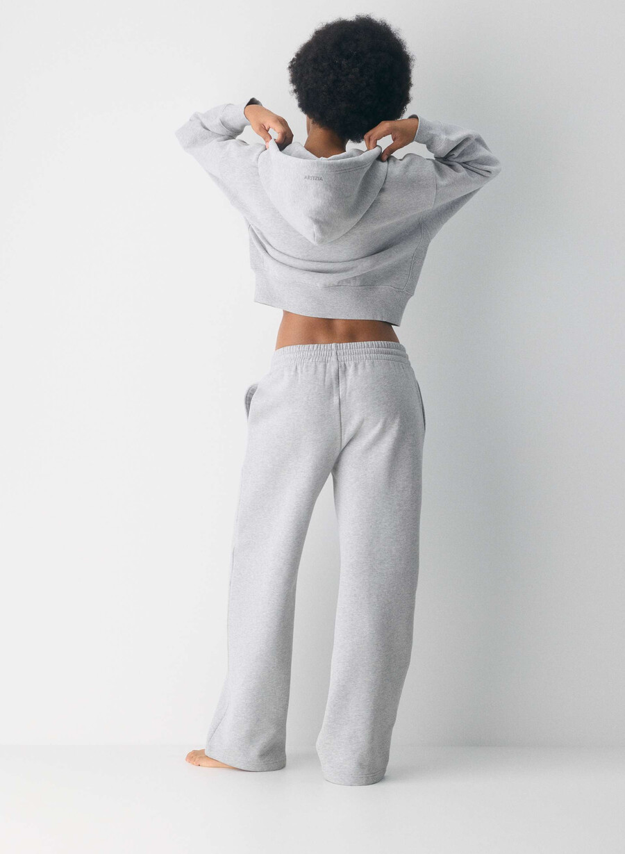 mysig fleece-byxa med pojkvänsmönster breda kromfärgade