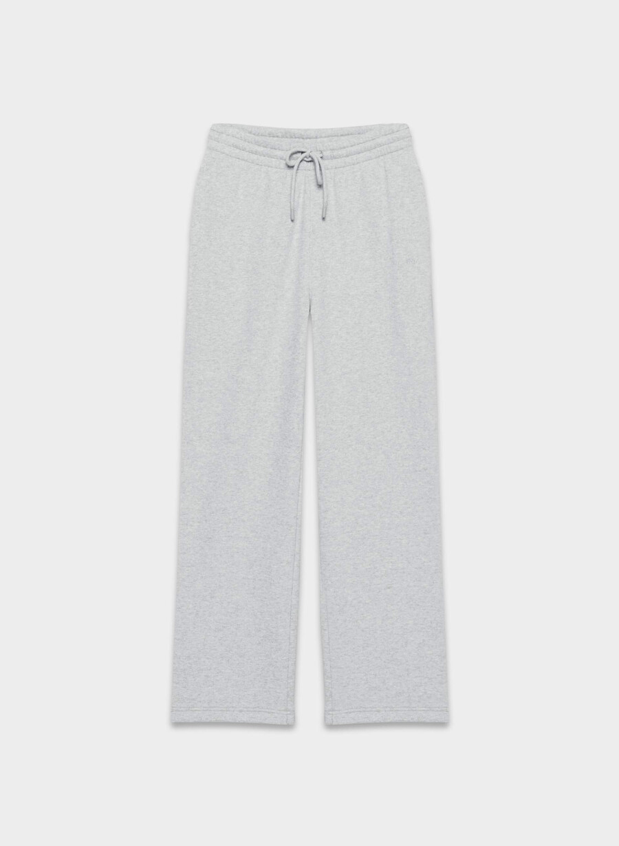mysig fleece-byxa med pojkvänsmönster breda kromfärgade