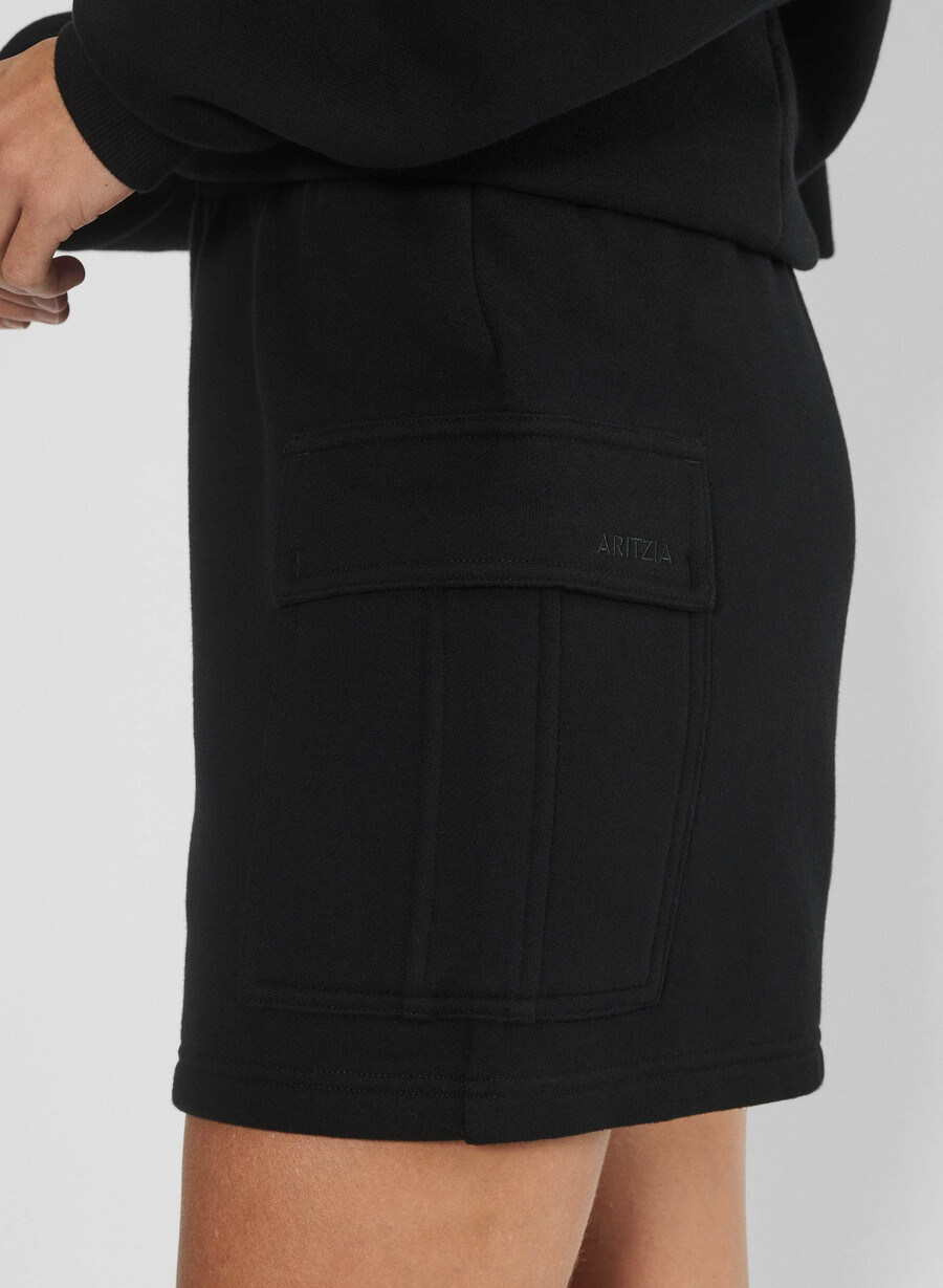 mysiga svettfleece mega cargo-shorts till mitten av låret svart