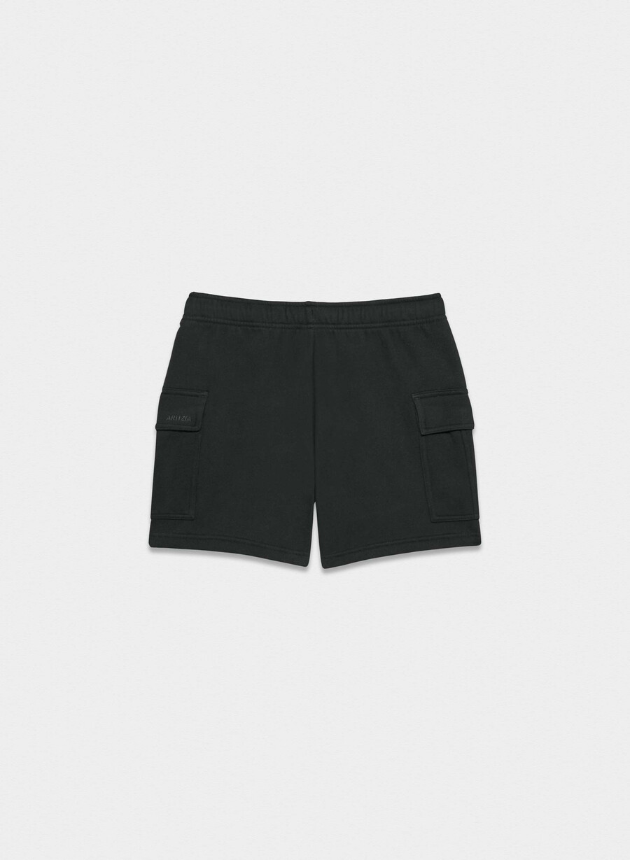 mysiga svettfleece mega cargo-shorts till mitten av låret svart