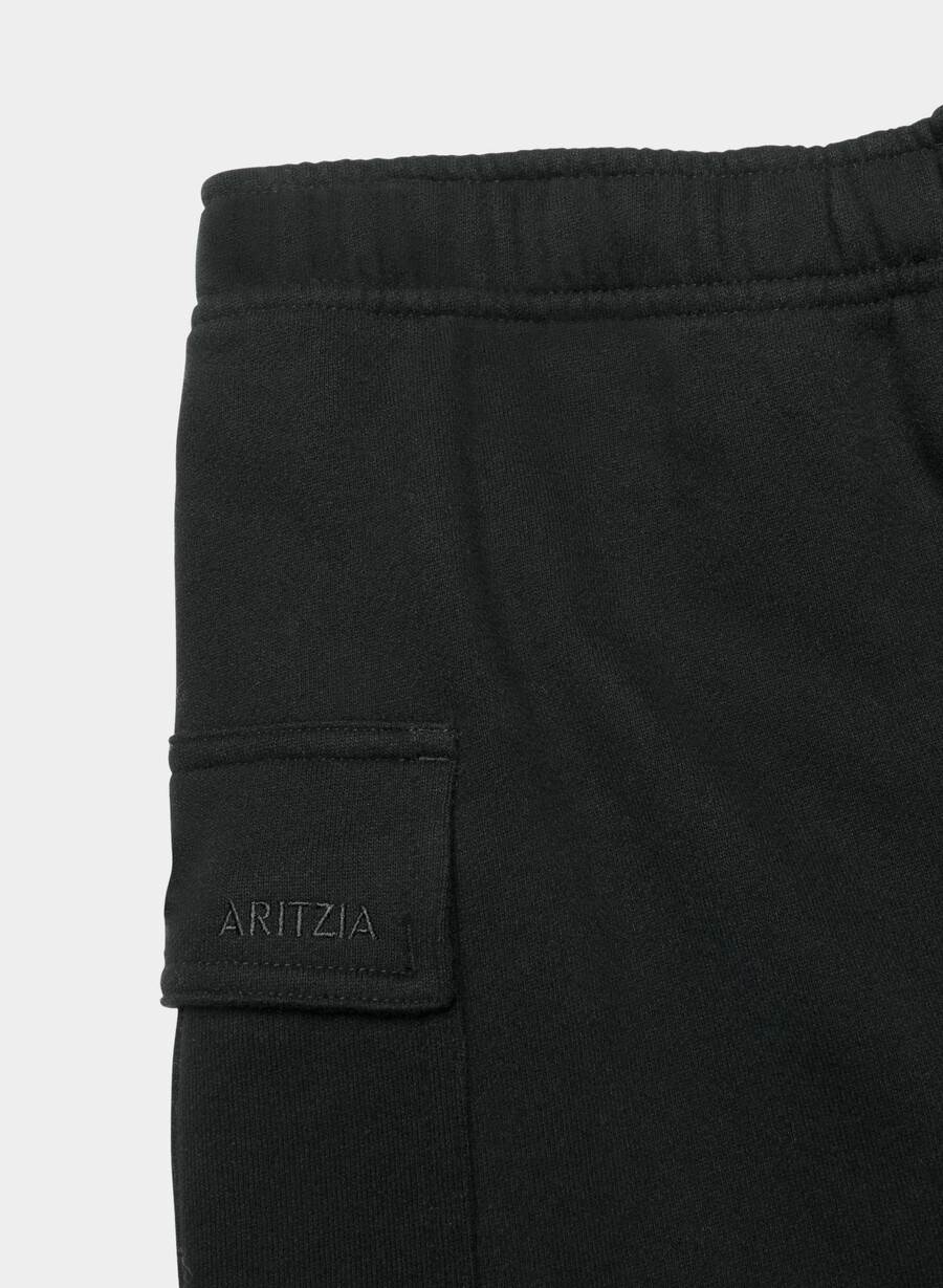 mysiga svettfleece mega cargo-shorts till mitten av låret svart