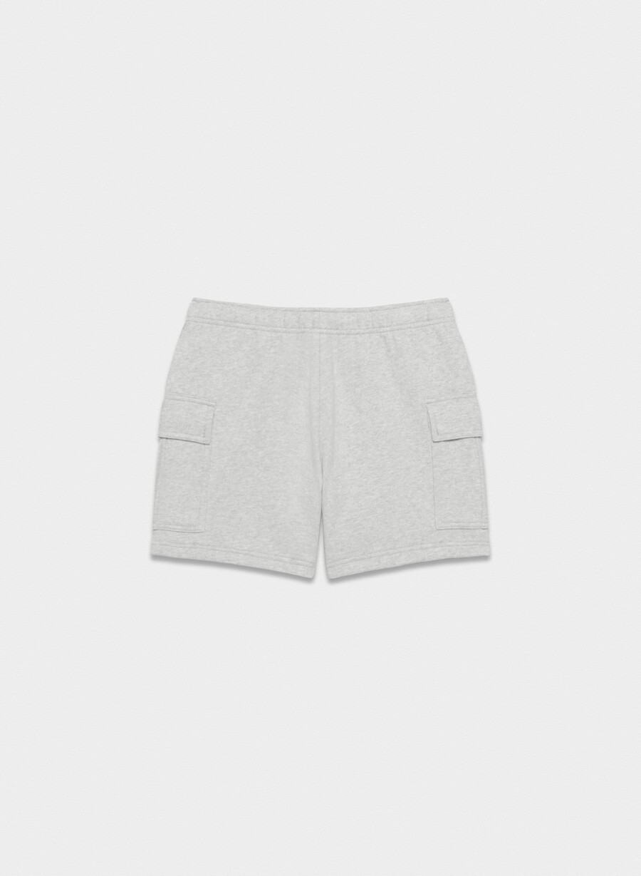 mysig fleece mega cargo shorts till mitten av låret i krommelerad ljung