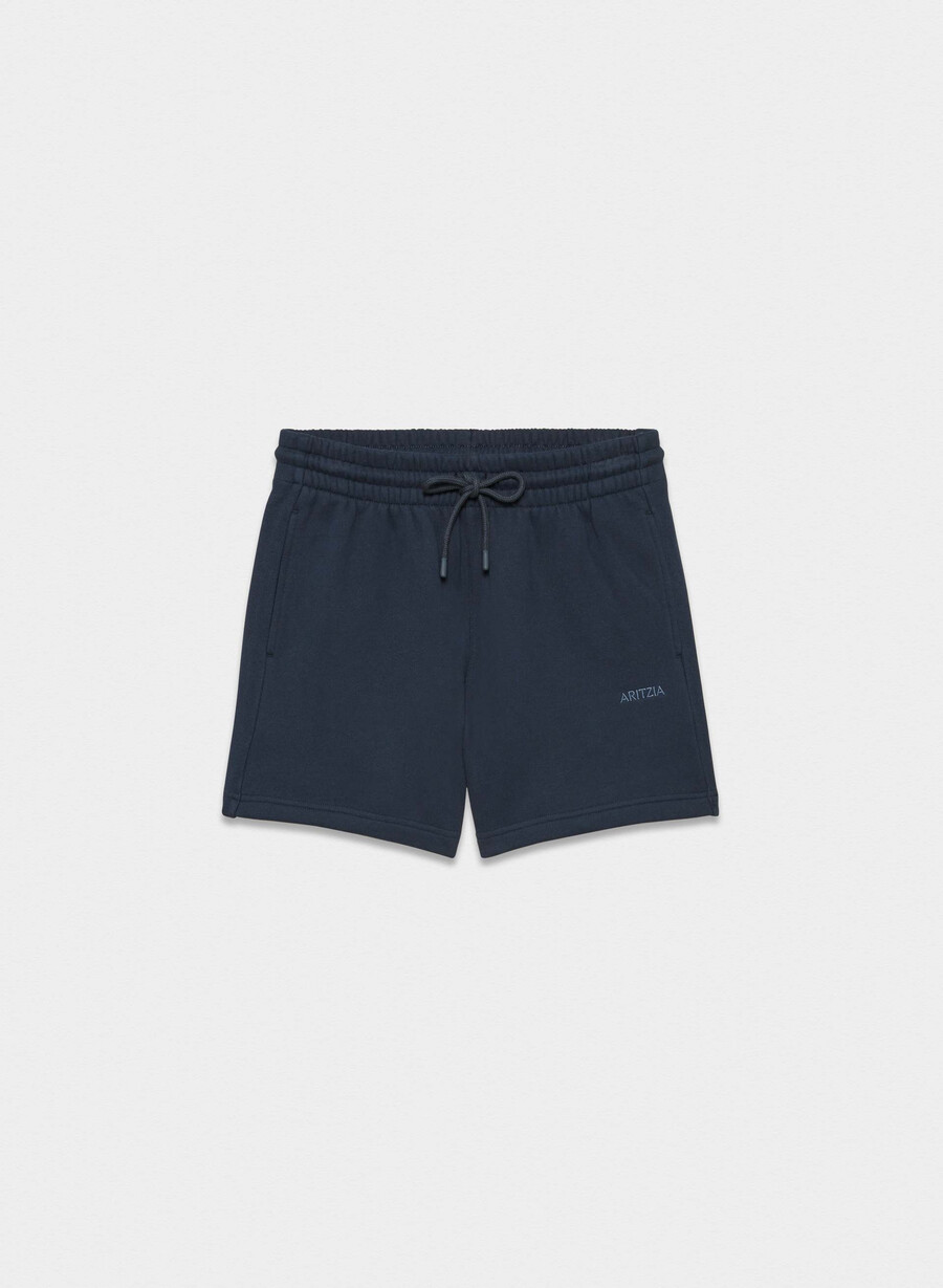 mysiga fleece shorts i pojkvänmodell mitt till låret admiral