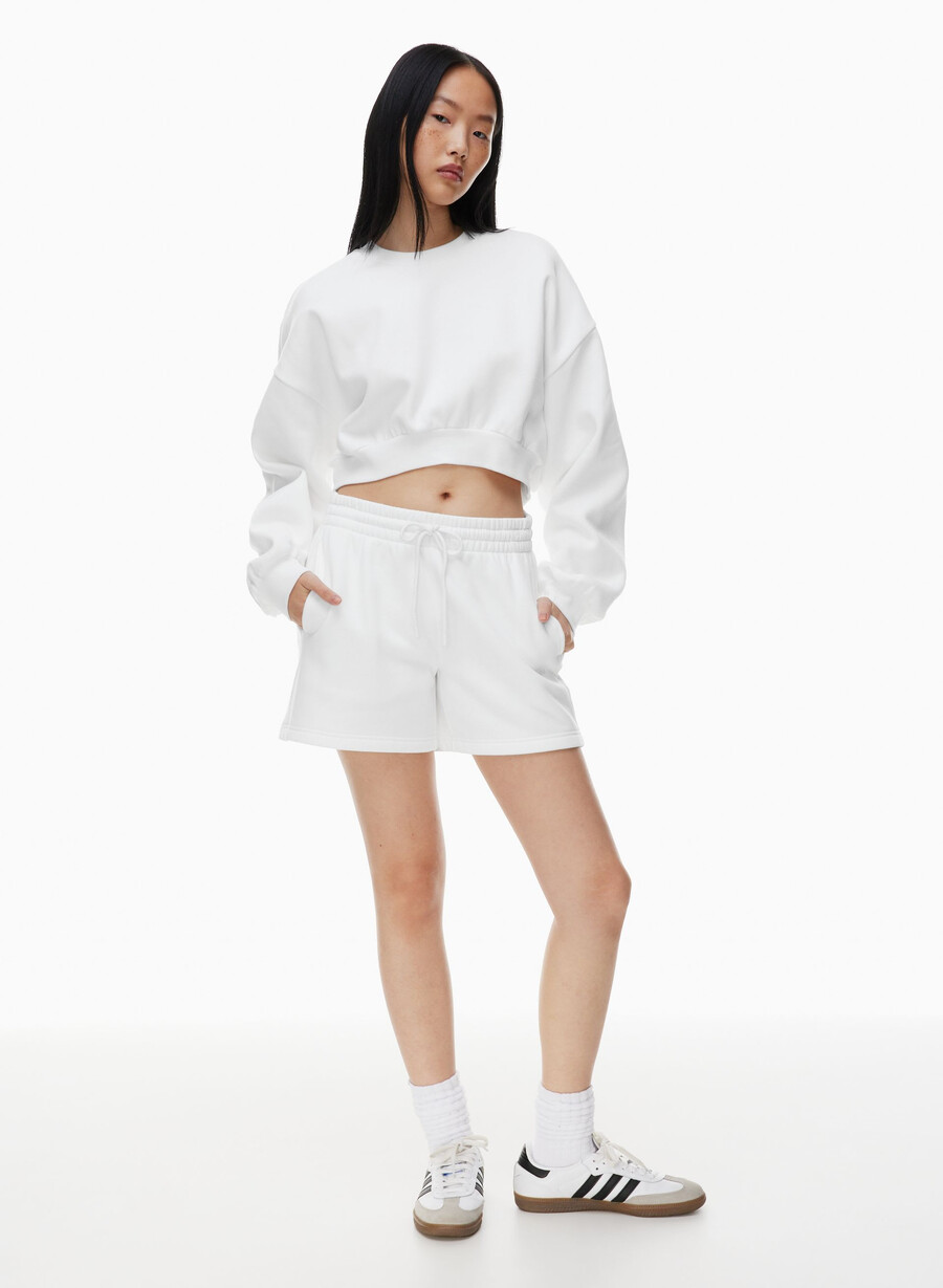 mysiga fleece shorts med pojkvänsmönster vita