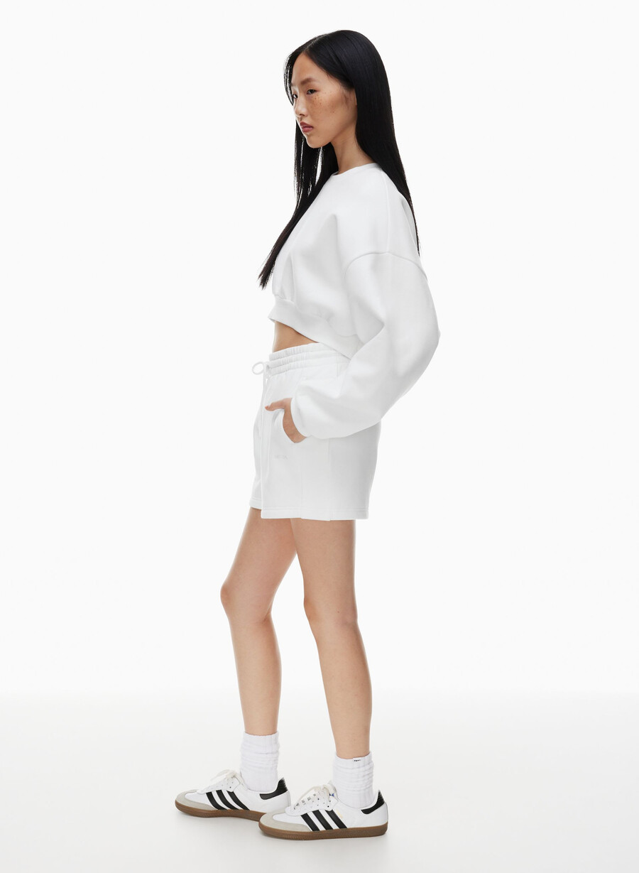 mysiga fleece shorts med pojkvänsmönster vita