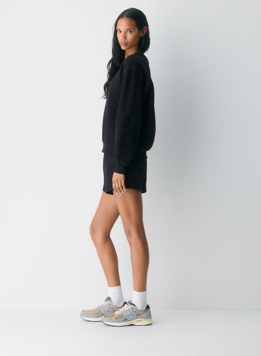 mysiga fleece-shorts med hög midja svart