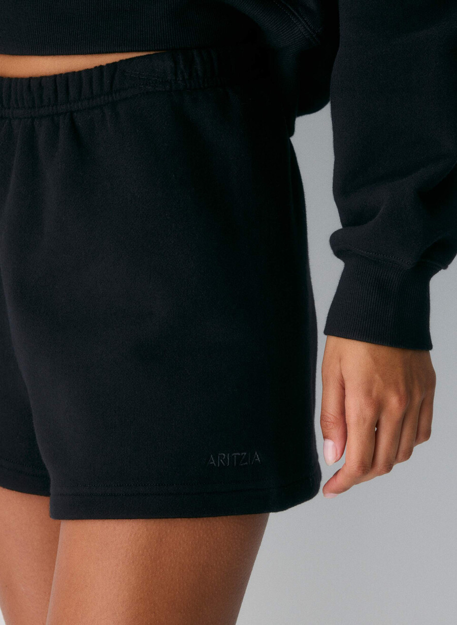 mysiga fleece-shorts med hög midja svart