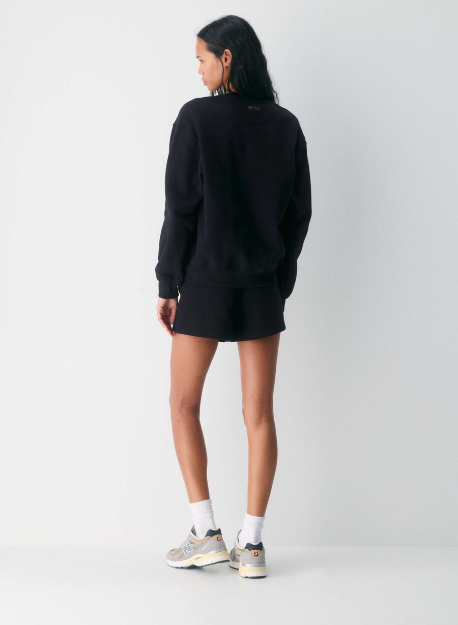 mysiga fleece-shorts med hög midja svart