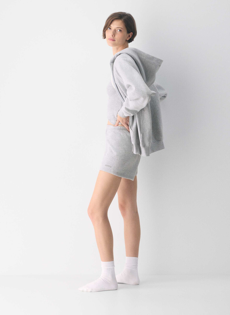 mysiga fleece-shorts med hög midja i ljungfärgad krom
