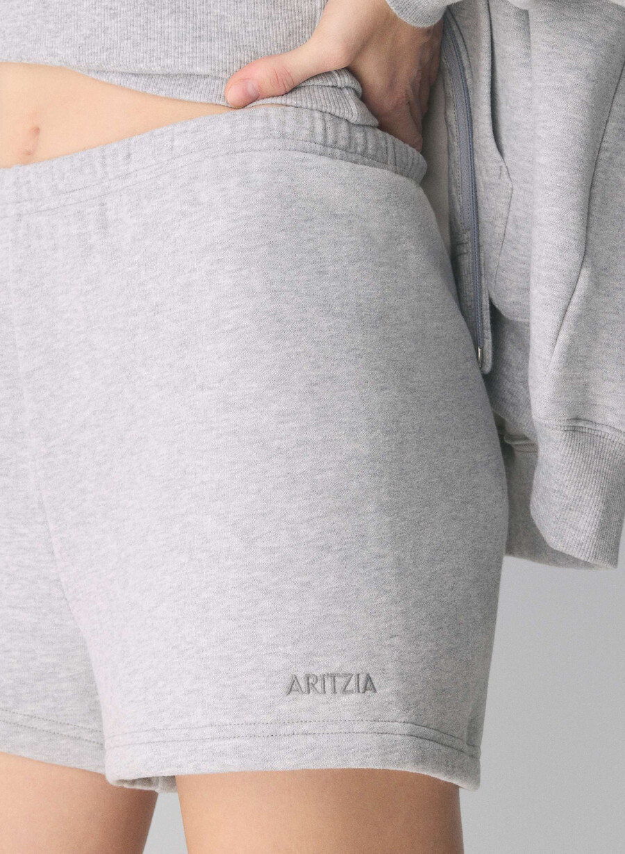 mysiga fleece-shorts med hög midja i ljungfärgad krom