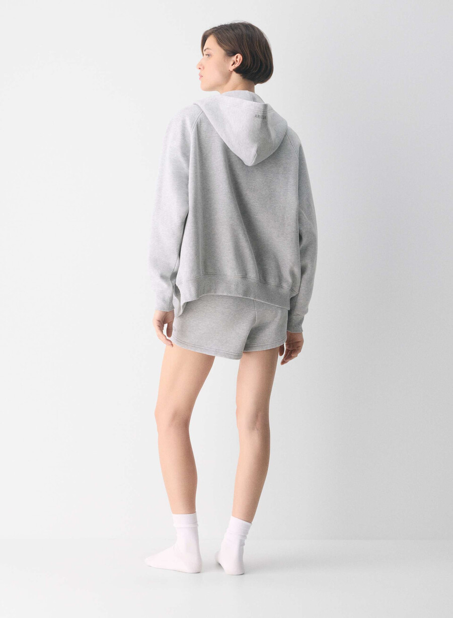 mysiga fleece-shorts med hög midja i ljungfärgad krom