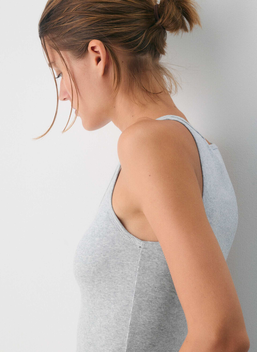 homestretch rib frequency tanktop ljunggrå krom