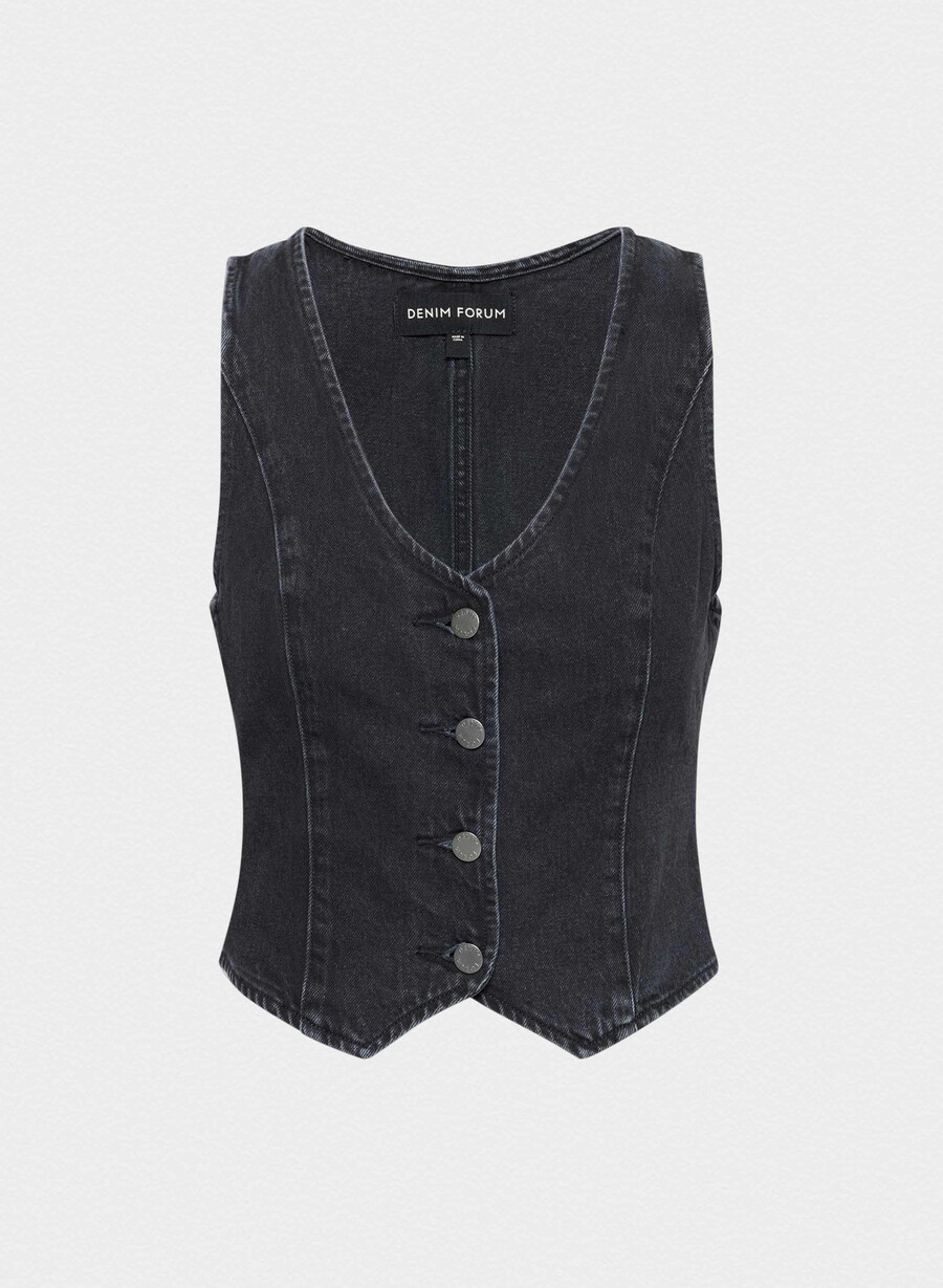 denim forum 90-talets mia jeansväst svart eyeliner