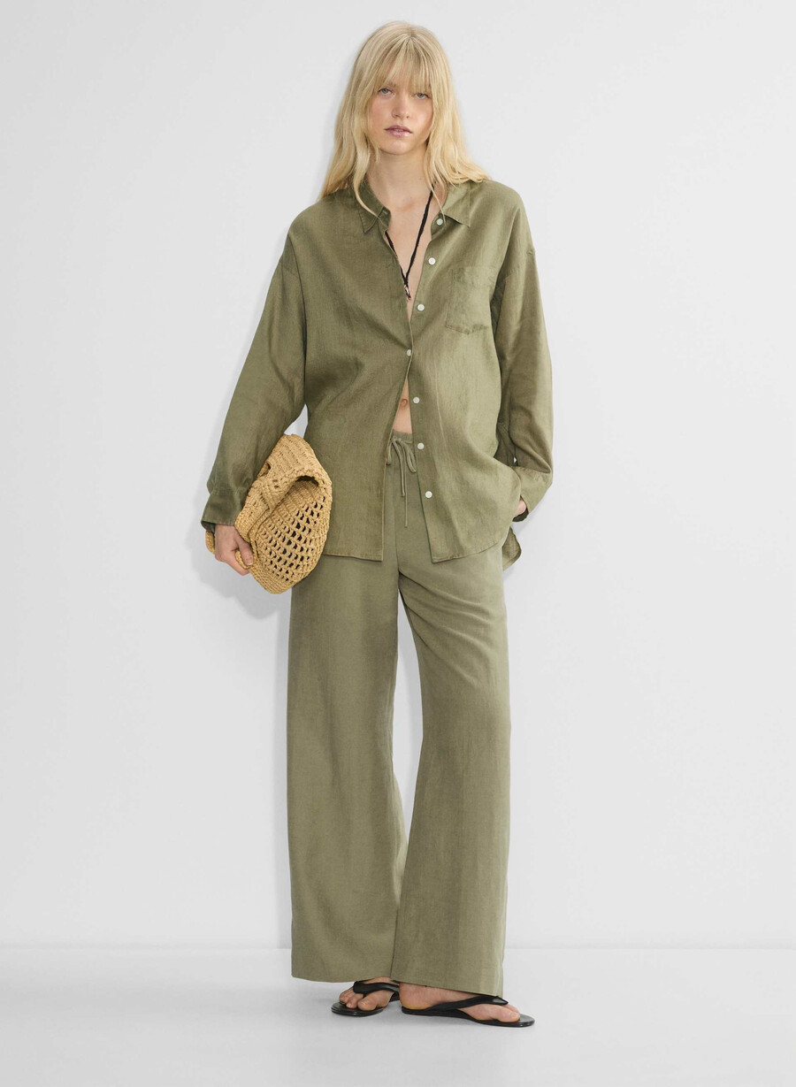 reminisce relaxed linen shirt soltorkade oliv