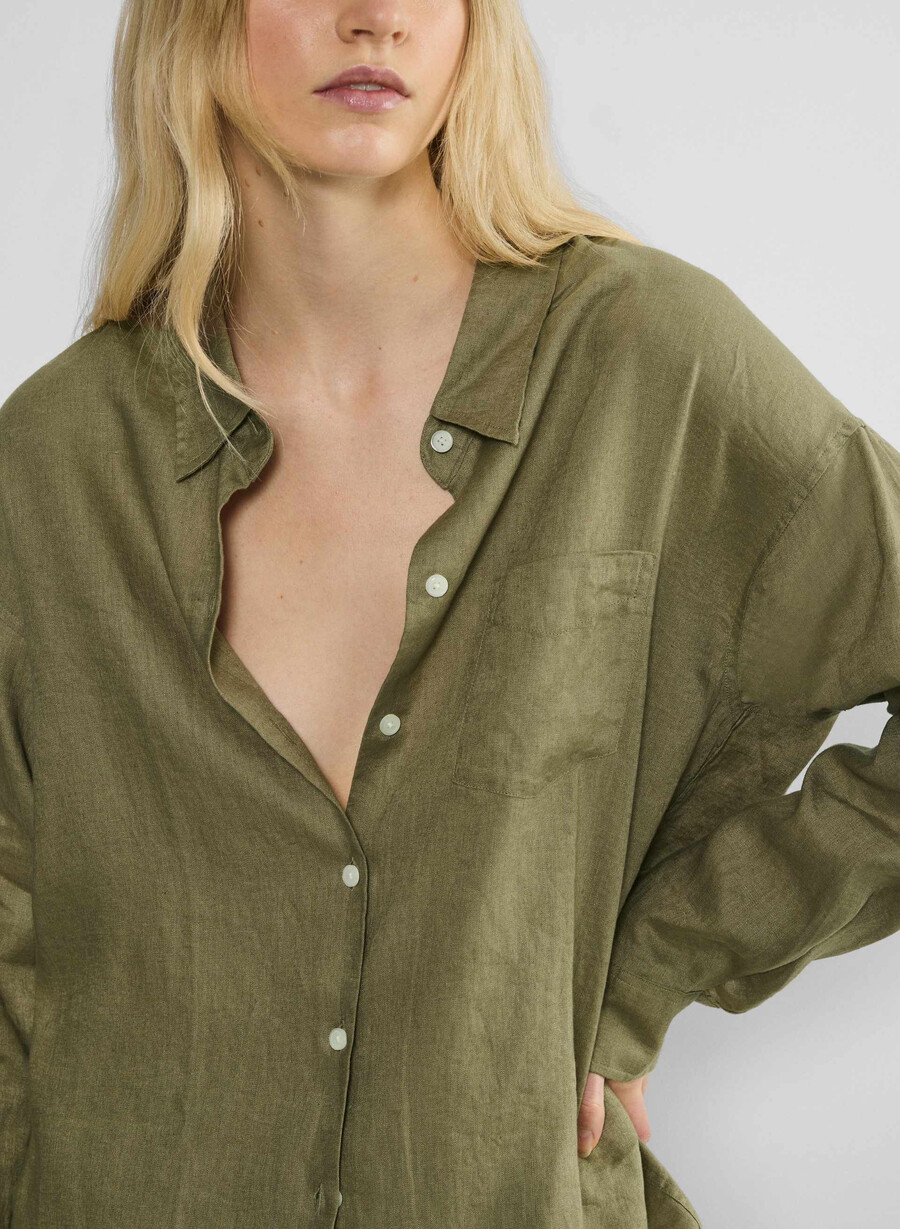 reminisce relaxed linen shirt soltorkade oliv