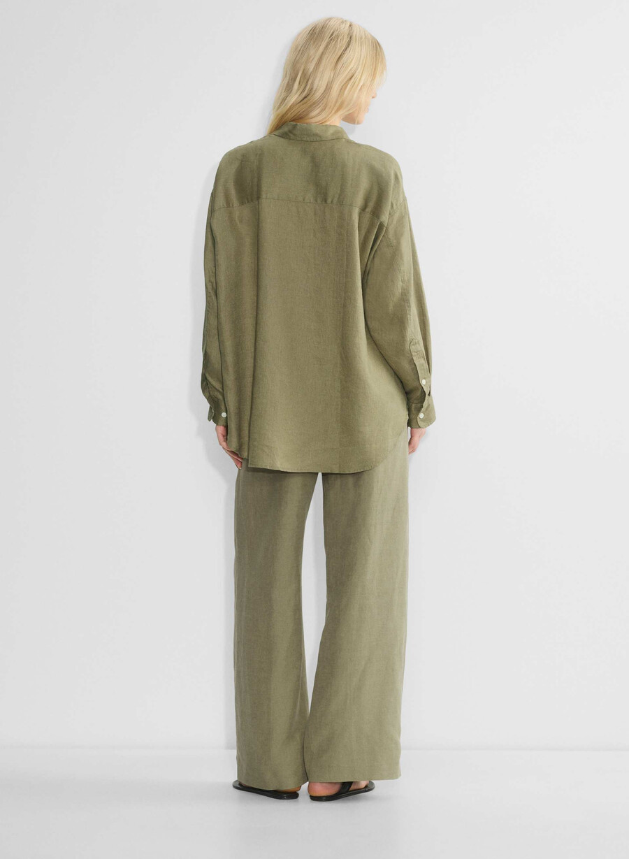 reminisce relaxed linen shirt soltorkade oliv