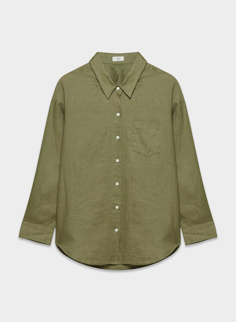 reminisce relaxed linen shirt soltorkade oliv