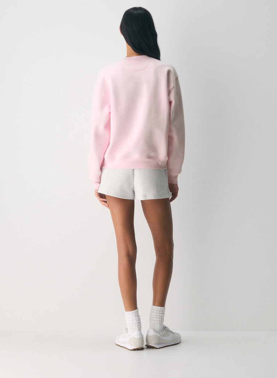 mysig fleece-tröja med rund hals i villa rosavit