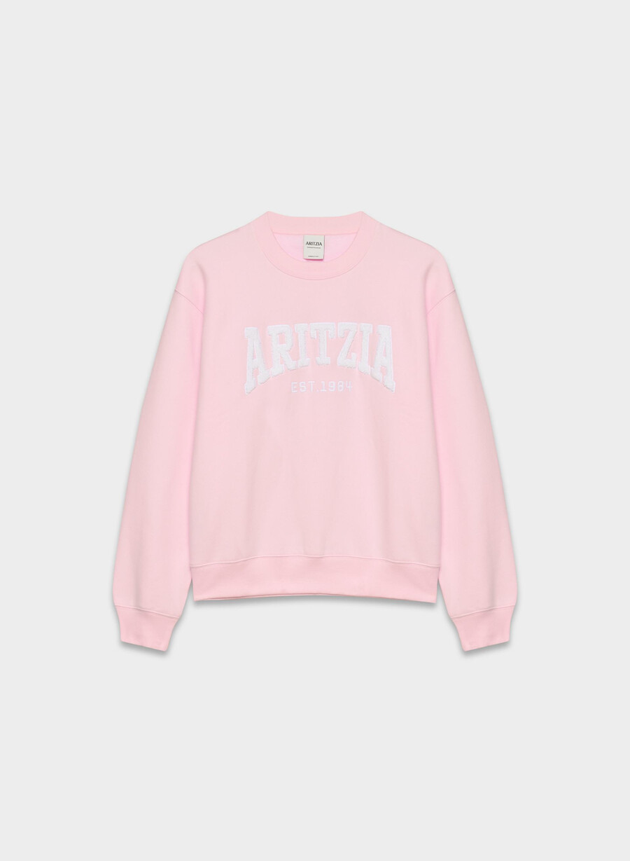 mysig fleece-tröja med rund hals i villa rosavit