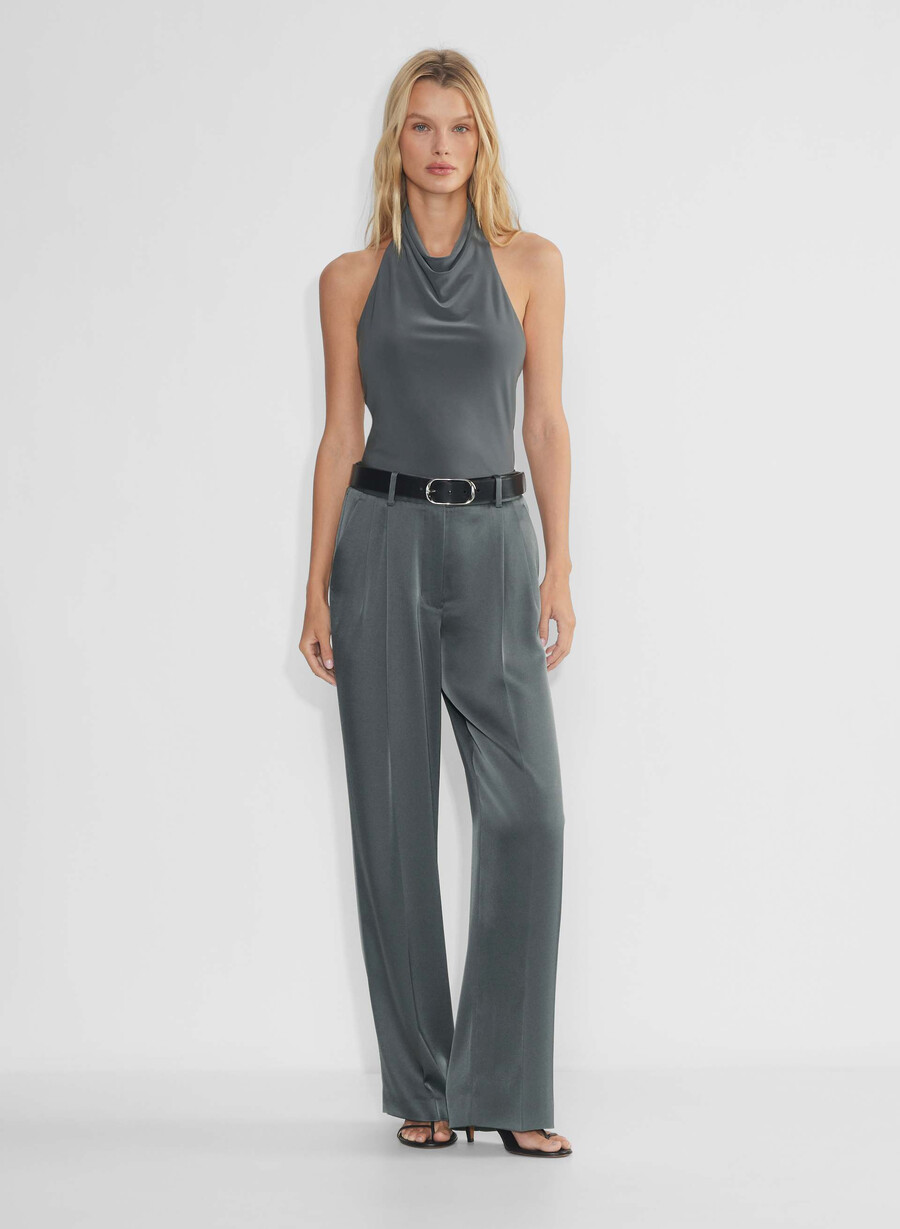 the effortless pant satin kolgrå